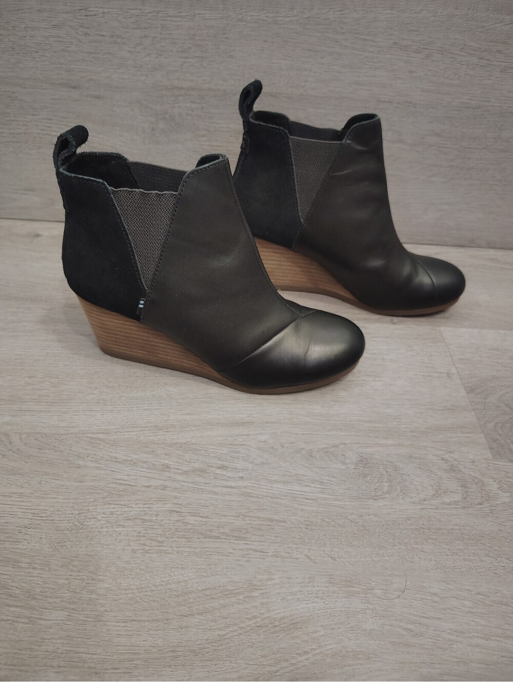 TOMS wedge booties. Black. Size 7.5